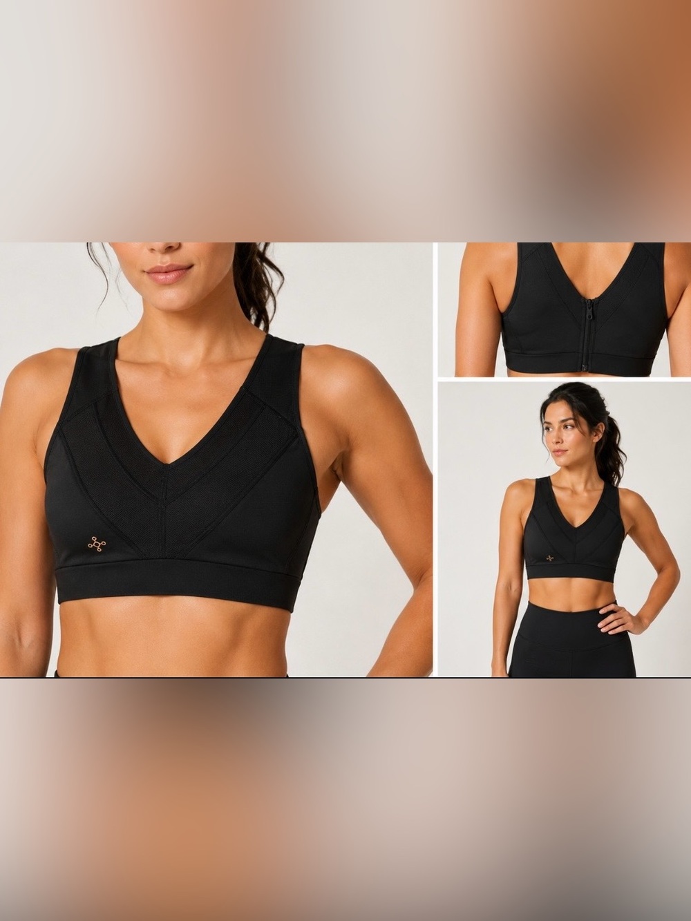 TOMMIE Copper Women’s Shoulder Support Comfort Bra Sz L Front Zip Compression
